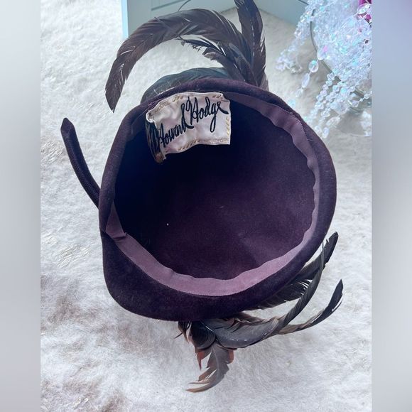 Vintage 1940s Howard Hodge NY Calot Juliet Style Hat Pheasant Feather Fascinator - Picture 7 of 7